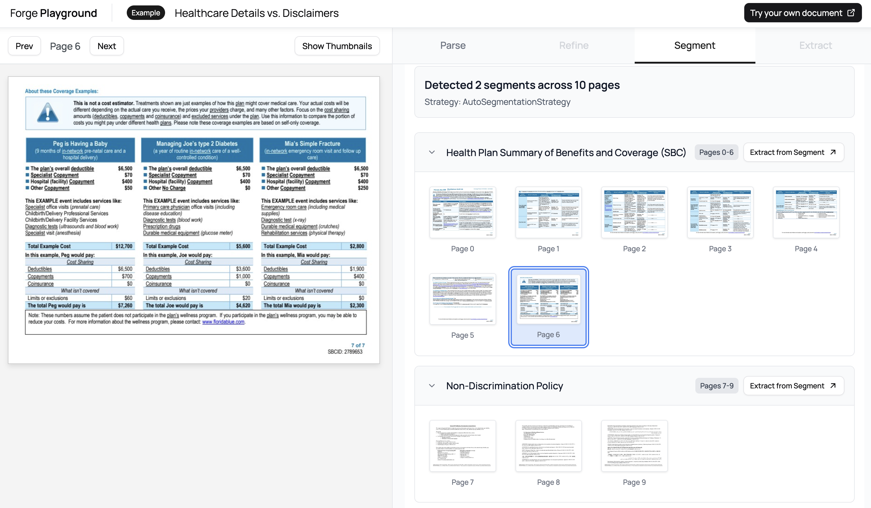 Healthcare policy segmentation example